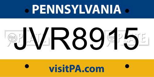 JVR8915 Pennsylvania License Plate