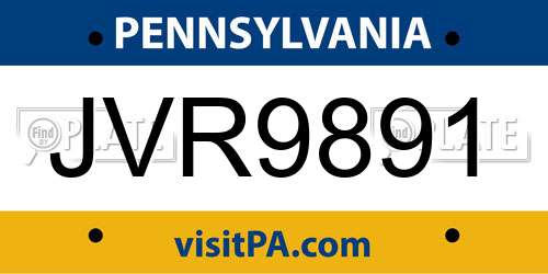 JVR9891 Pennsylvania License Plate