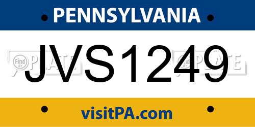 JVS1249 Pennsylvania License Plate