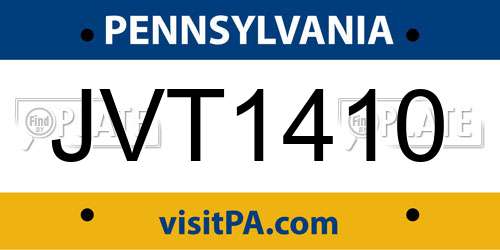 JVT1410 Pennsylvania License Plate