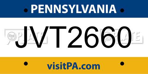 JVT2660 Pennsylvania License Plate