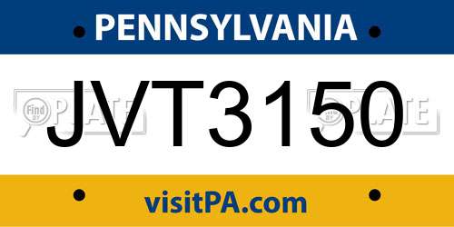 JVT3150 Pennsylvania License Plate