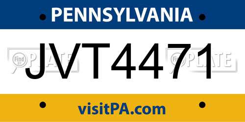 JVT4471 Pennsylvania License Plate