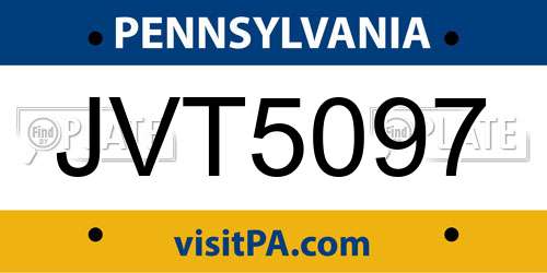 JVT5097 Pennsylvania License Plate