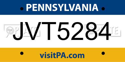 JVT5284 Pennsylvania License Plate