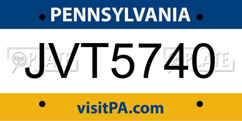 JVT5740 Pennsylvania License Plate