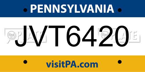 JVT6420 Pennsylvania License Plate