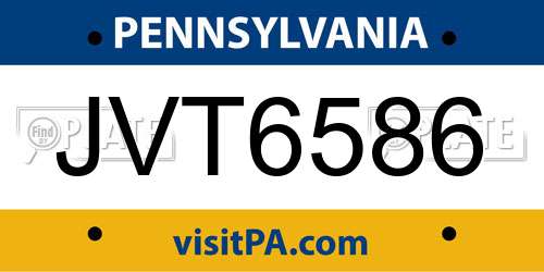 JVT6586 Pennsylvania License Plate