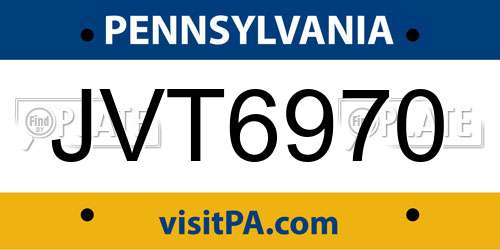 JVT6970 Pennsylvania License Plate