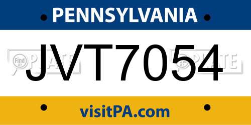 JVT7054 Pennsylvania License Plate