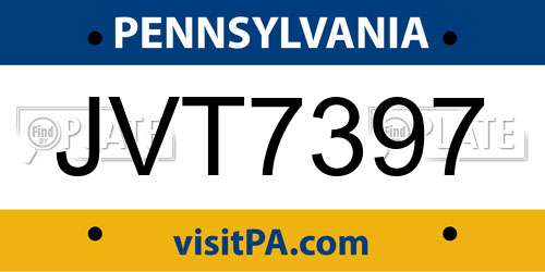 JVT7397 Pennsylvania License Plate