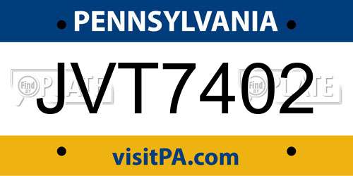 JVT7402 Pennsylvania License Plate