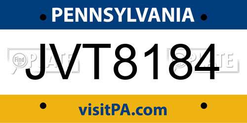 JVT8184 Pennsylvania License Plate