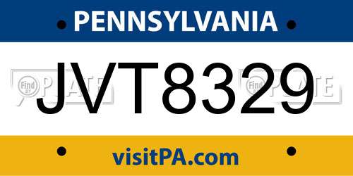JVT8329 Pennsylvania License Plate