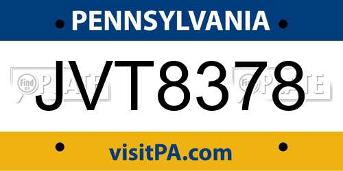 JVT8378 Pennsylvania License Plate