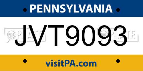 JVT9093 Pennsylvania License Plate
