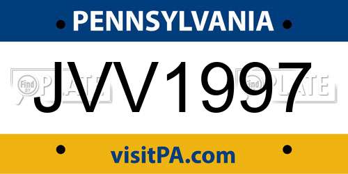 JVV1997 Pennsylvania License Plate