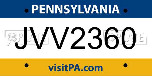 JVV2360 Pennsylvania License Plate
