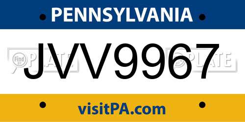 JVV9967 Pennsylvania License Plate