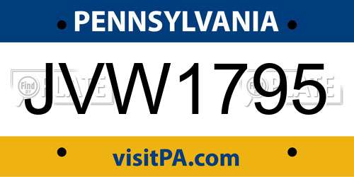 JVW1795 Pennsylvania License Plate