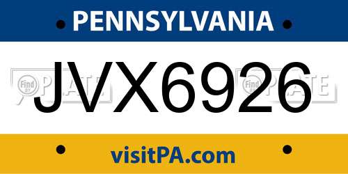 JVX6926 Pennsylvania License Plate