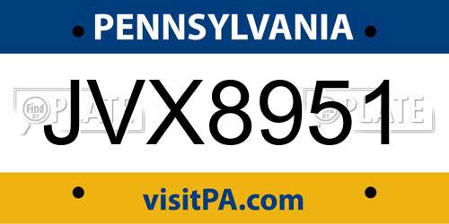 JVX8951 Pennsylvania License Plate