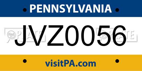 JVZ0056 Pennsylvania License Plate