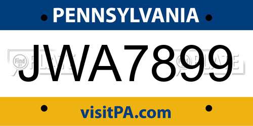 JWA7899 Pennsylvania License Plate