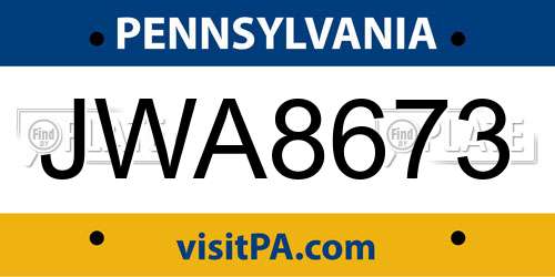 JWA8673 Pennsylvania License Plate