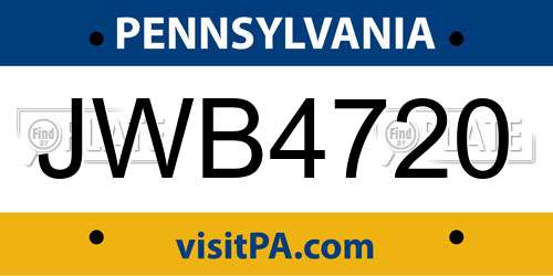 JWB4720 Pennsylvania License Plate