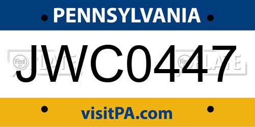 JWC0447 Pennsylvania License Plate