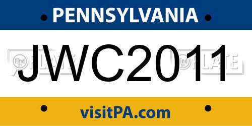 JWC2011 Pennsylvania License Plate