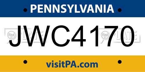 JWC4170 Pennsylvania License Plate