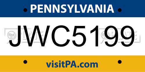 JWC5199 Pennsylvania License Plate