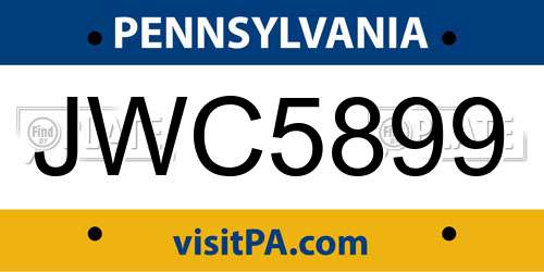JWC5899 Pennsylvania License Plate