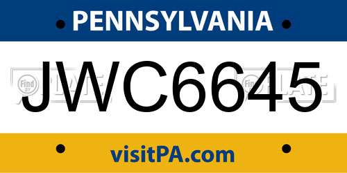 JWC6645 Pennsylvania License Plate