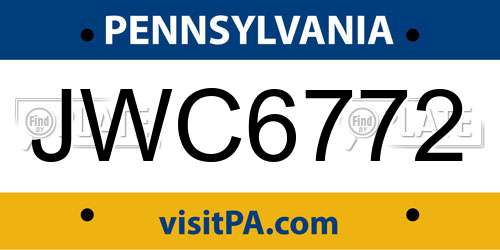 JWC6772 Pennsylvania License Plate