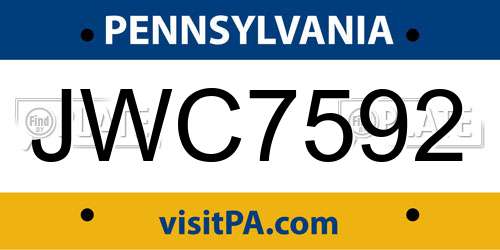JWC7592 Pennsylvania License Plate