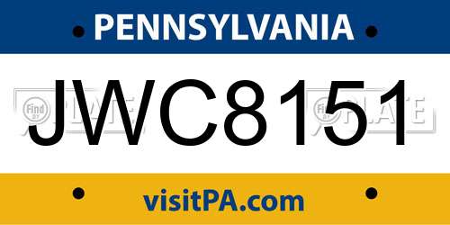 JWC8151 Pennsylvania License Plate