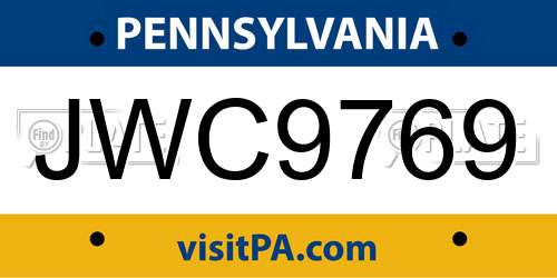 JWC9769 Pennsylvania License Plate