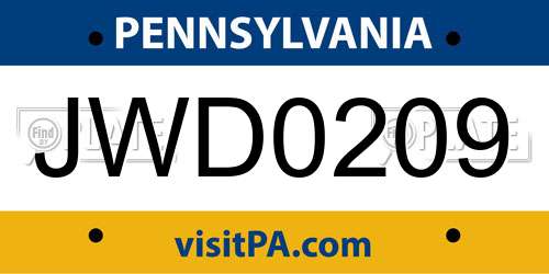 JWD0209 Pennsylvania License Plate