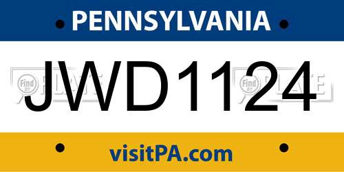 JWD1124 Pennsylvania License Plate