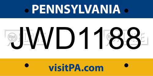 JWD1188 Pennsylvania License Plate