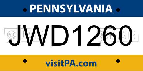 JWD1260 Pennsylvania License Plate