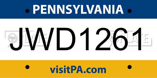 JWD1261 Pennsylvania License Plate