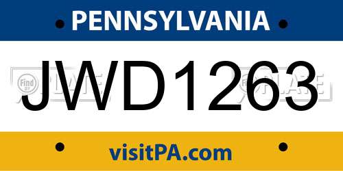 JWD1263 Pennsylvania License Plate