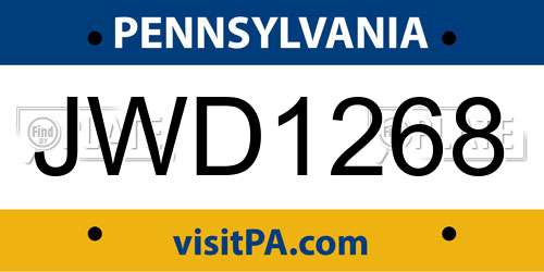 JWD1268 Pennsylvania License Plate