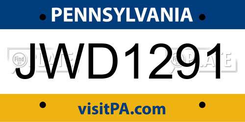JWD1291 Pennsylvania License Plate