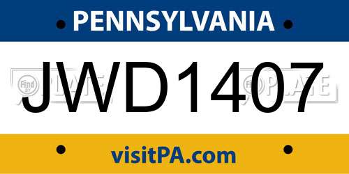 JWD1407 Pennsylvania License Plate