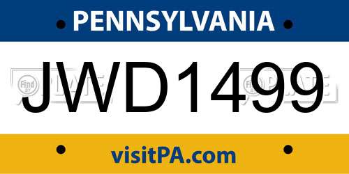 JWD1499 Pennsylvania License Plate